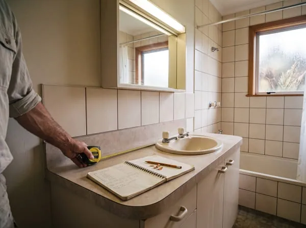Measuring up the existing bathroom